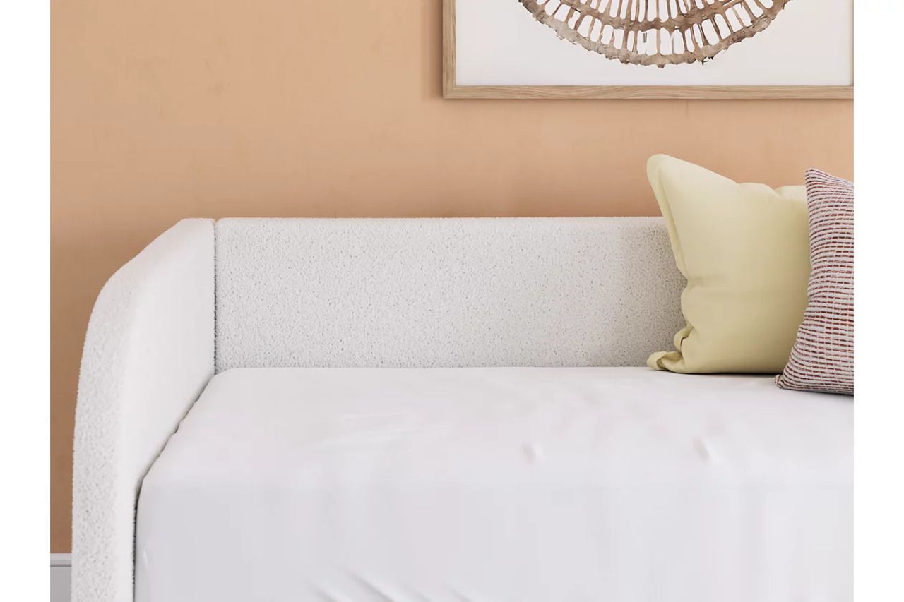 Birkmore Twin Upholstered Day Bed with Storage In Tan and White NCB1566B9