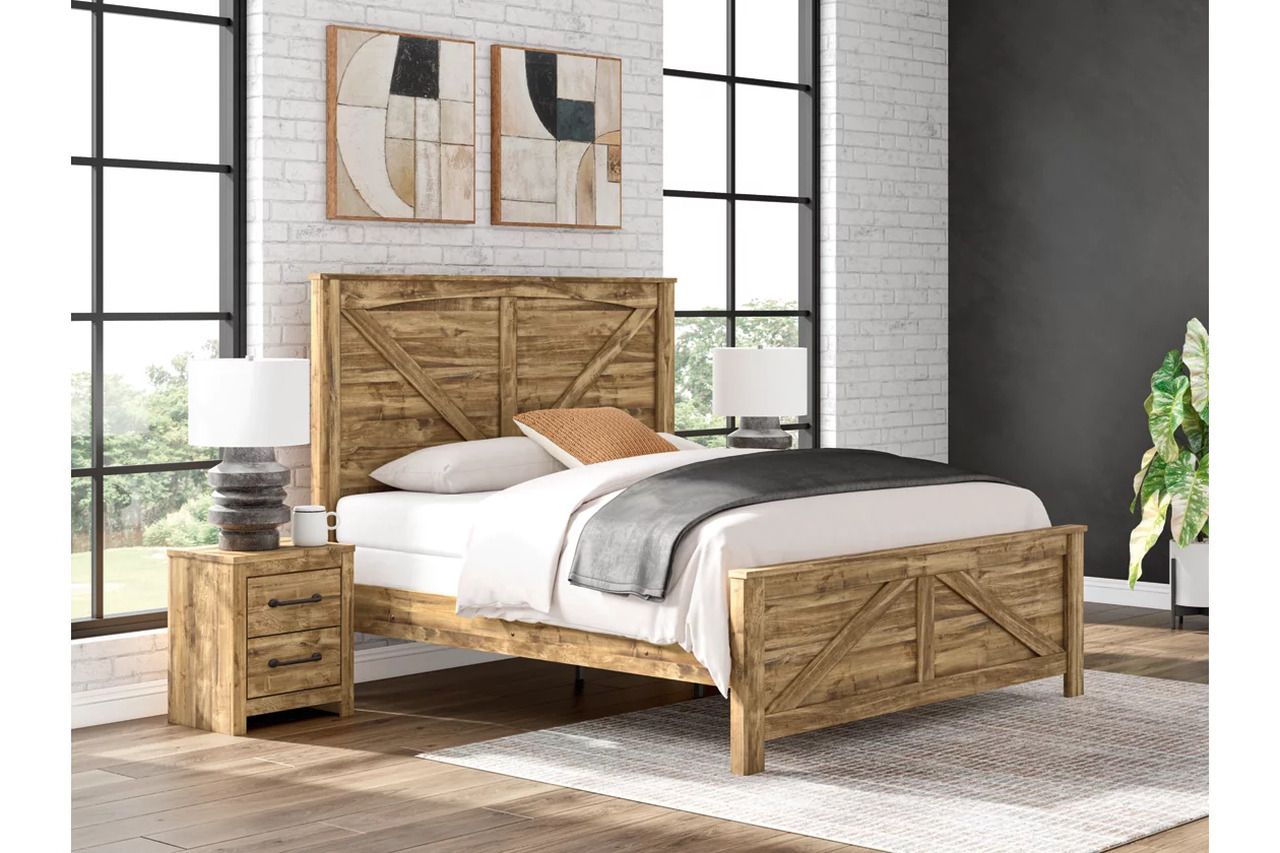 Hastiport King Crossbuck Panel Bed In Brown NCB1580B6