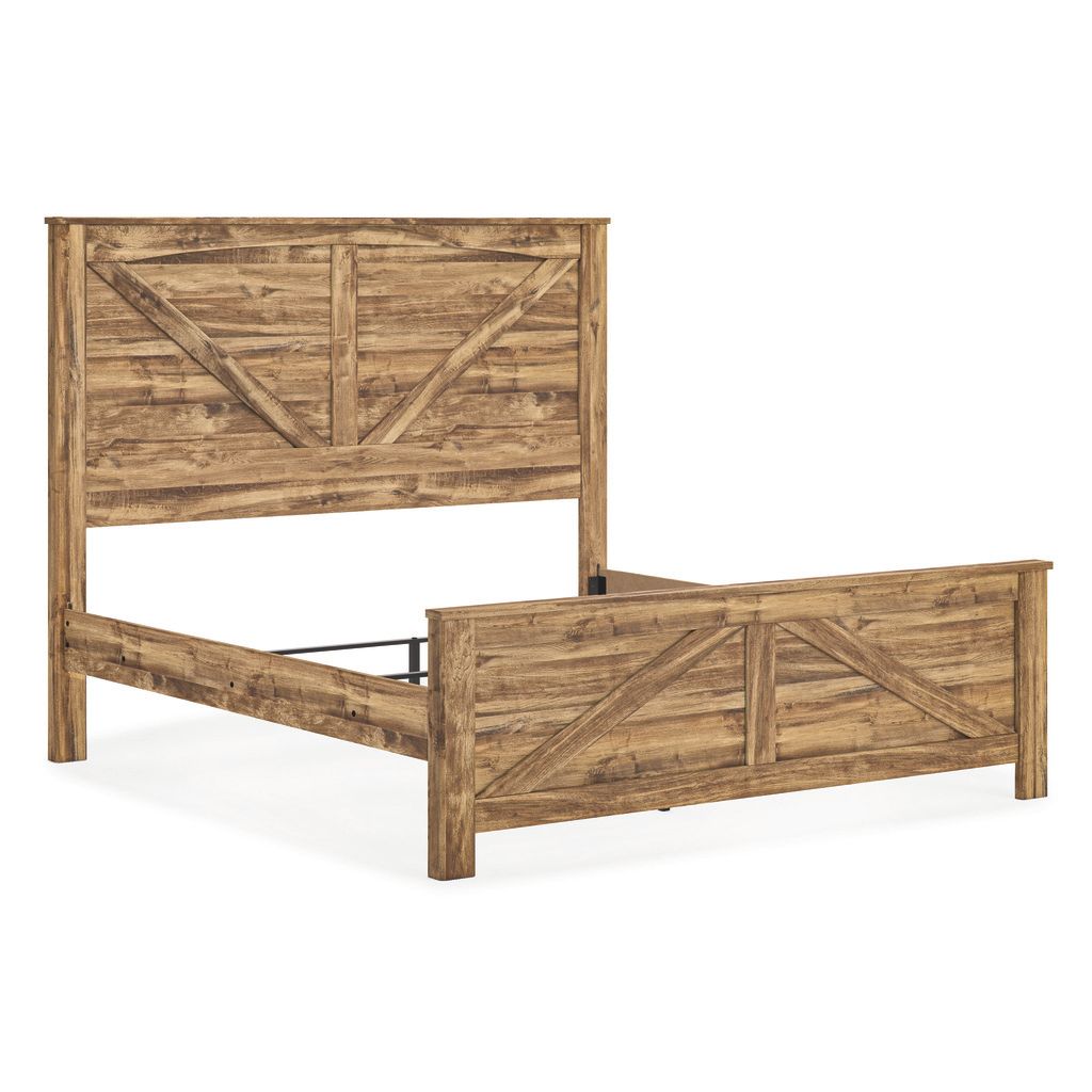 Hastiport King Crossbuck Panel Bed In Brown NCB1580B6