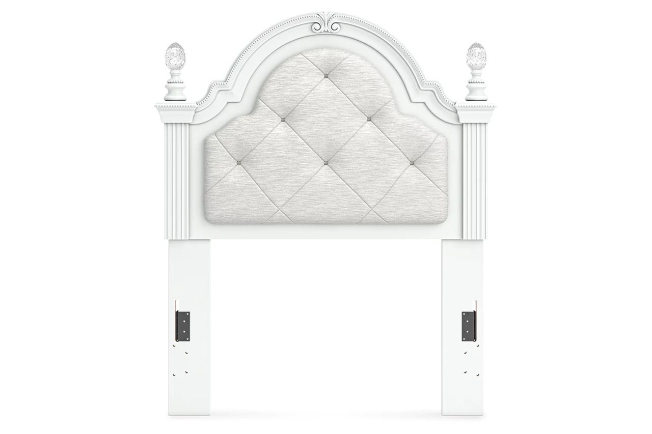 Trindura Twin Upholstered Panel Headboard In White NCB1819153