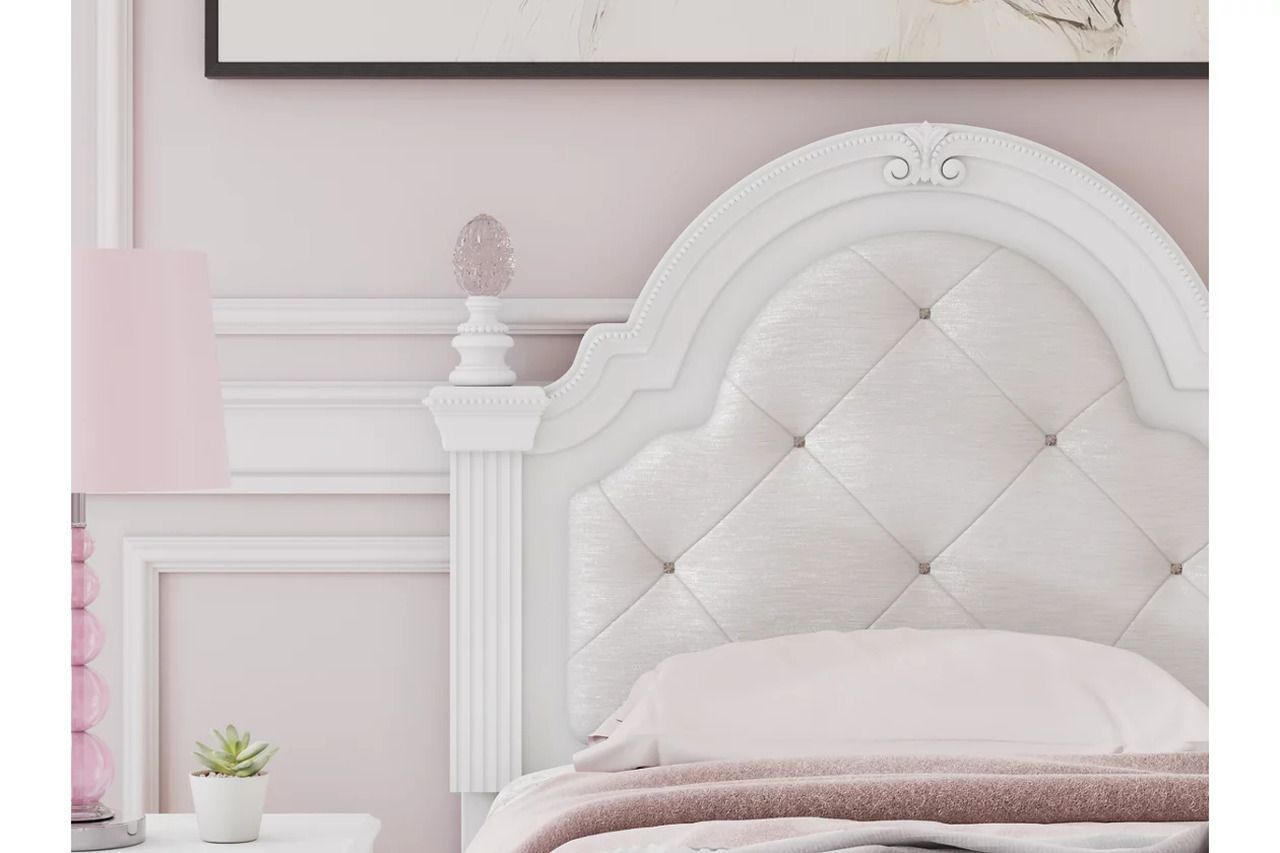 Trindura Twin Upholstered Panel Headboard In White NCB1819153