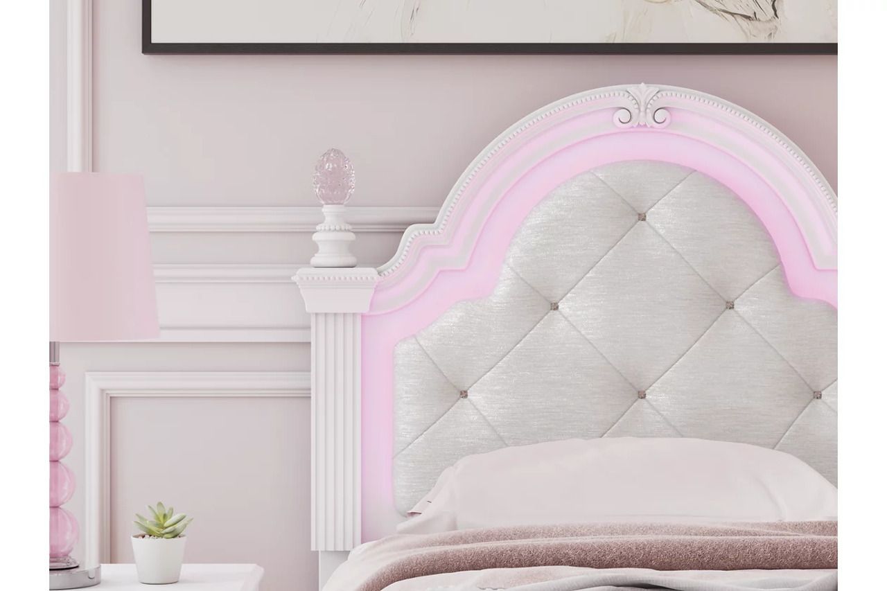 Trindura Twin Upholstered Panel Headboard In White NCB1819153