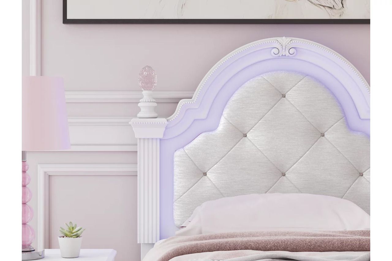 Trindura Twin Upholstered Panel Headboard In White NCB1819153