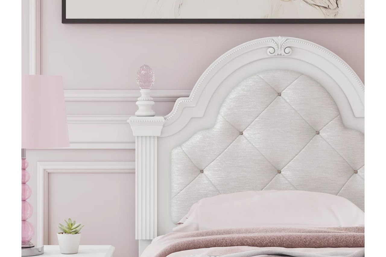 Trindura Twin Upholstered Panel Headboard In White NCB1819153