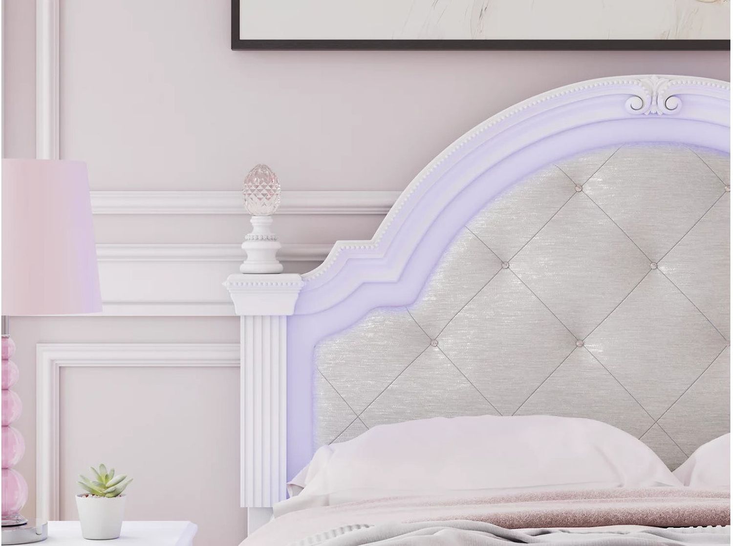 Trindura Full Upholstered Panel Headboard In White NCB1819187