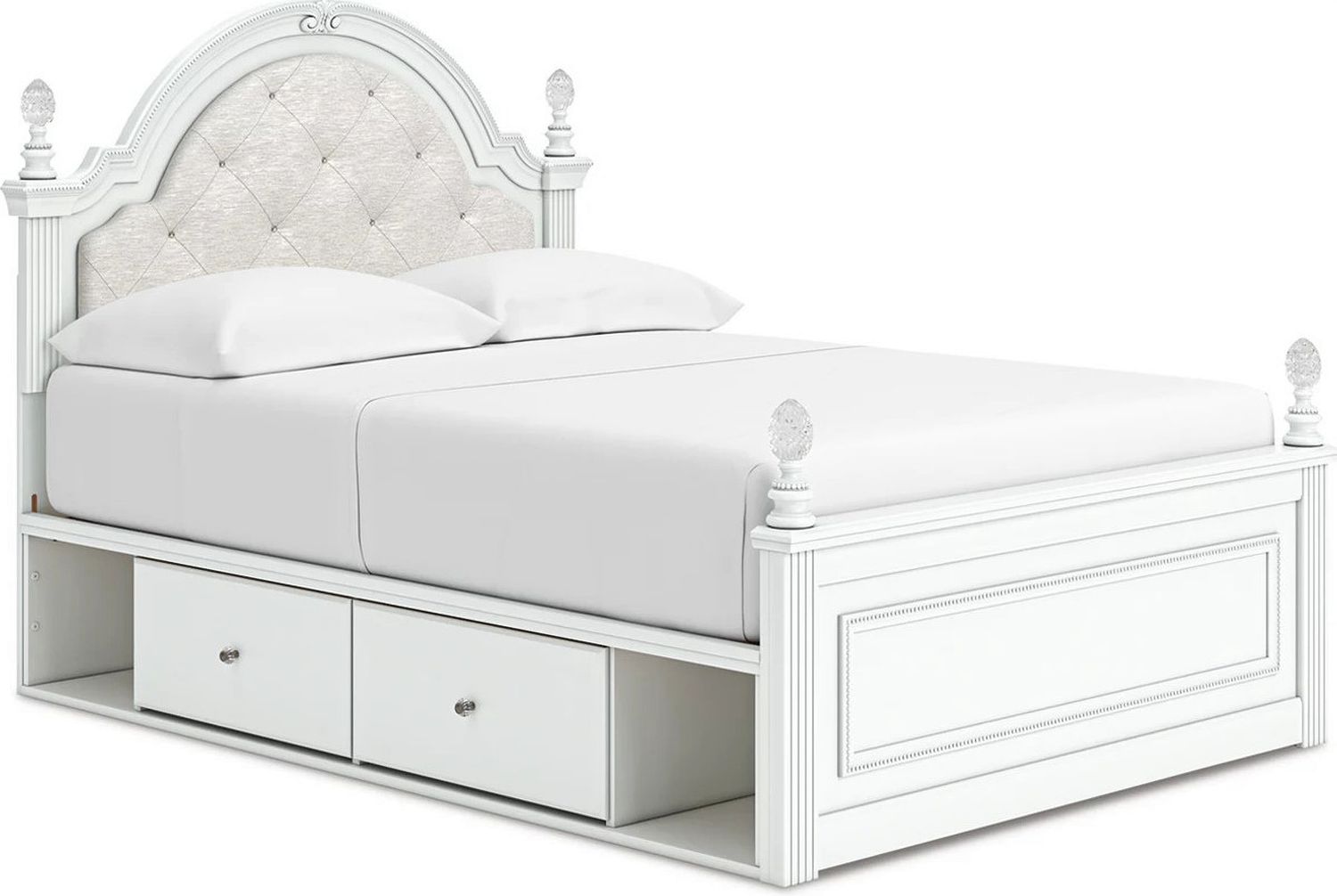 Trindura Full Upholstered Panel Storage Bed In White NCB1819B10