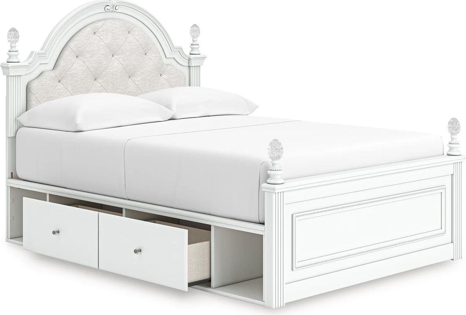Trindura Full Upholstered Panel Storage Bed In White NCB1819B10