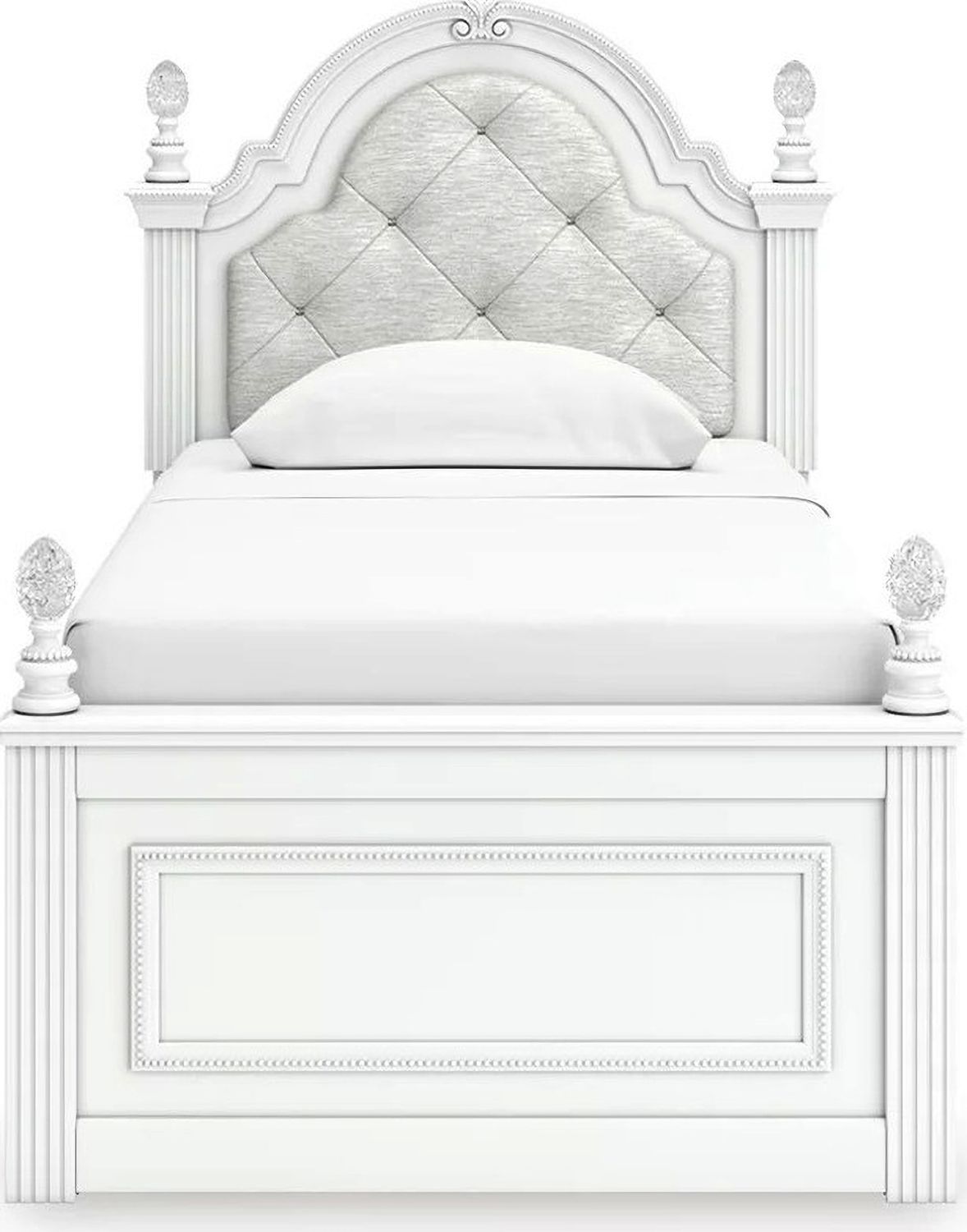 Trindura Twin Upholstered Panel Bed In White NCB1819B5