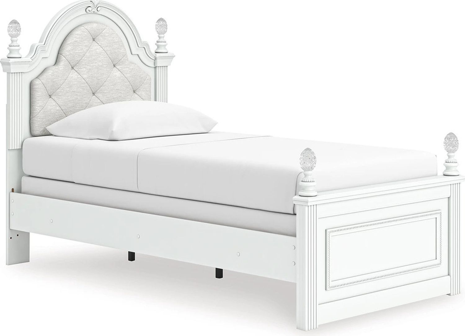 Trindura Twin Upholstered Panel Bed In White NCB1819B5