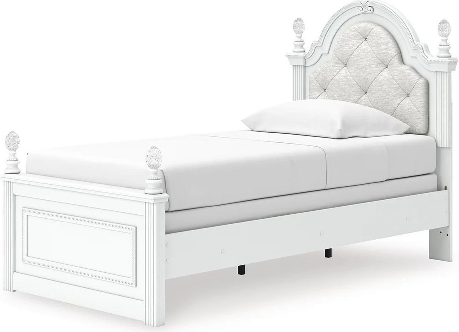Trindura Twin Upholstered Panel Bed In White NCB1819B5