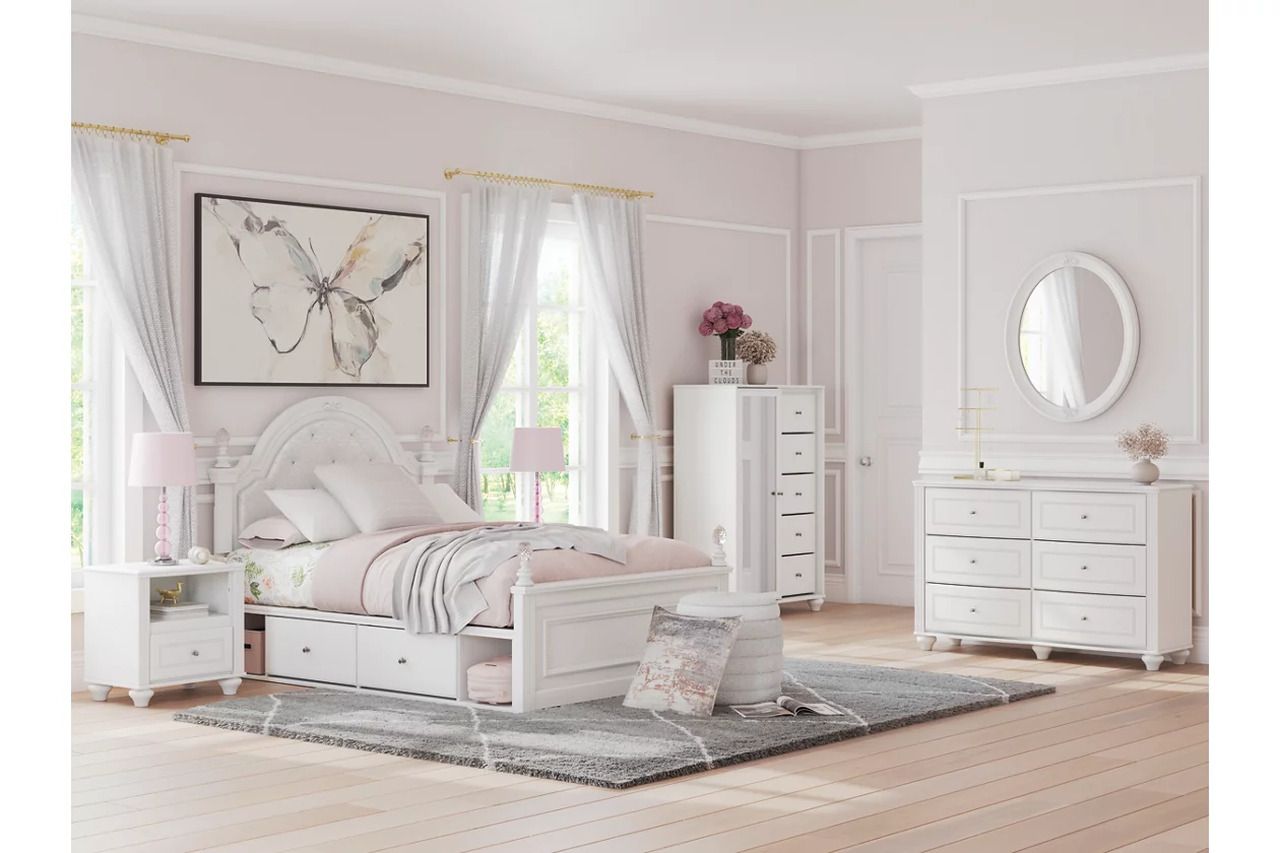 Trindura Full Upholstered Panel Bed In White NCB1819B6