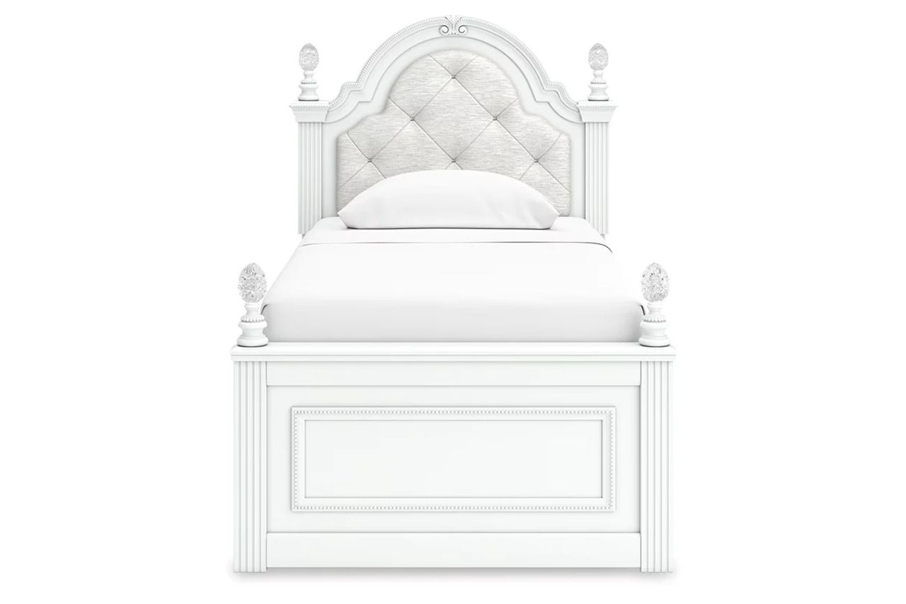 Trindura Twin Upholstered Panel Storage Bed In White NCB1819B9