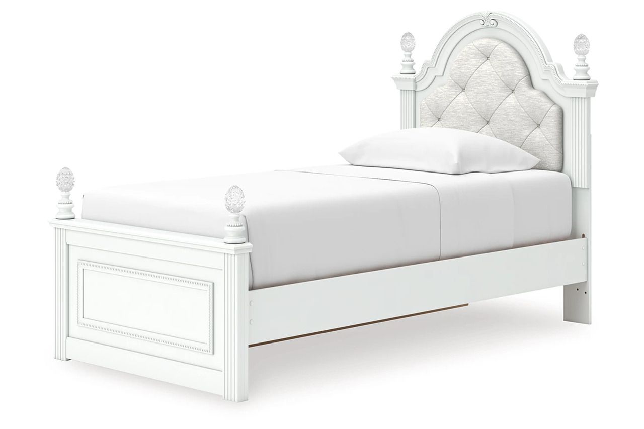 Trindura Twin Upholstered Panel Storage Bed In White NCB1819B9