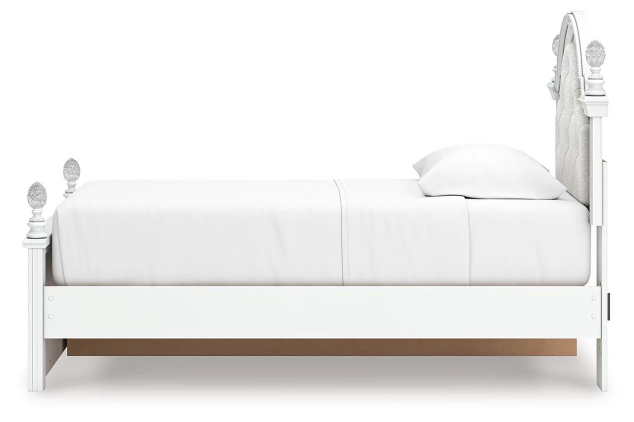 Trindura Twin Upholstered Panel Storage Bed In White NCB1819B9