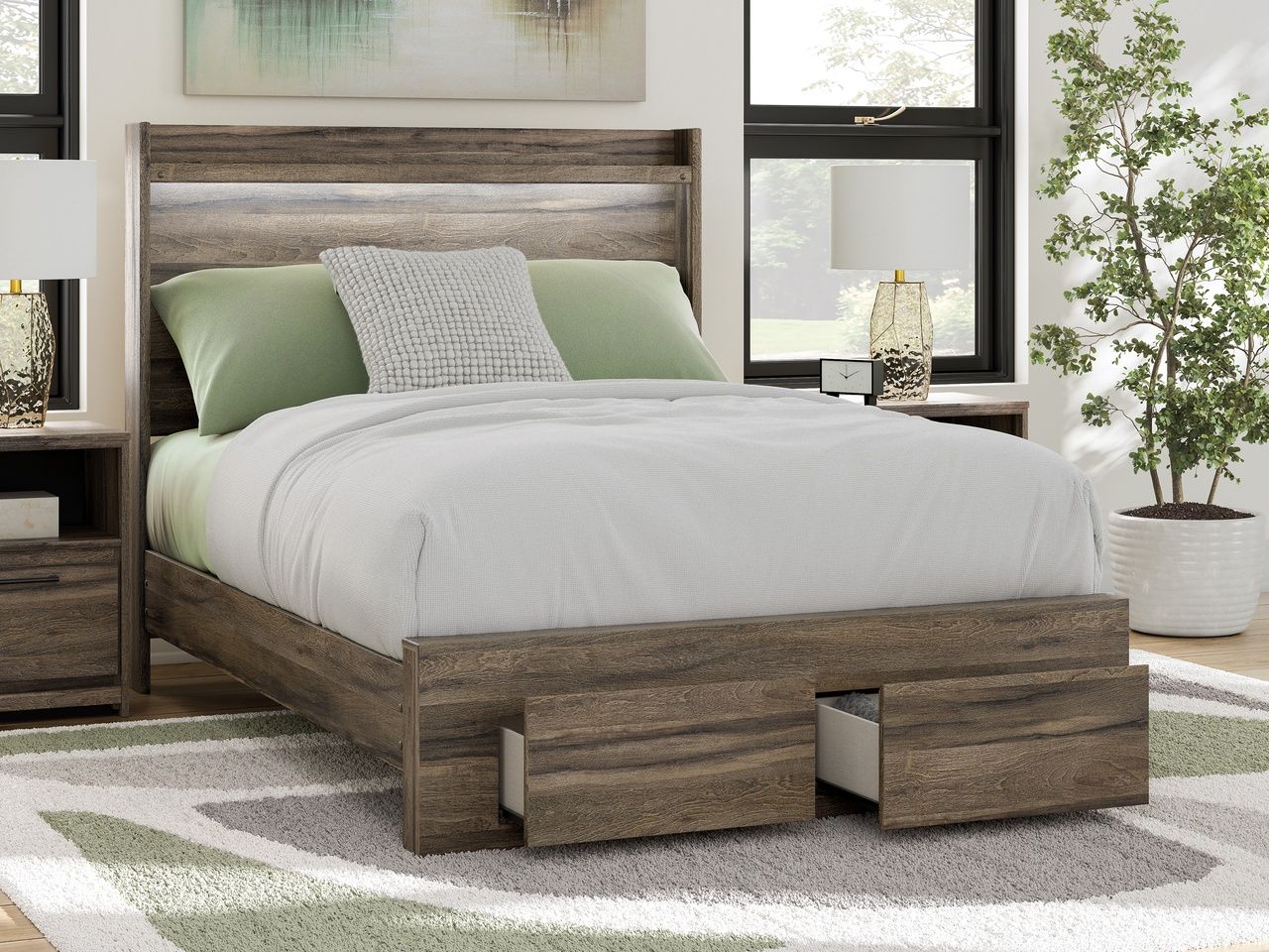 Jusika Full Panel Storage Bed In Brown NCB2005B10