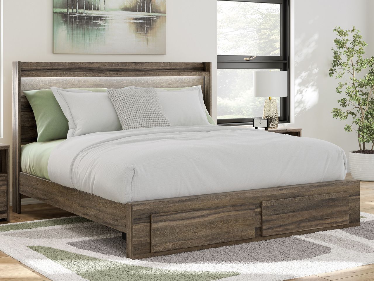 Jusika King Panel Storage Bed In Brown NCB2005B7