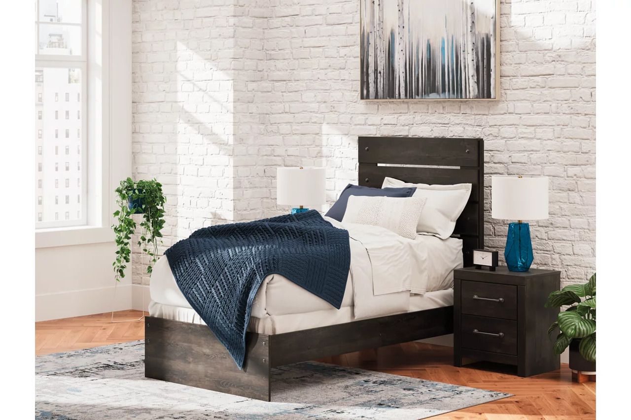 Granaport Twin Panel Bed In Dark Gray NCB2108B11