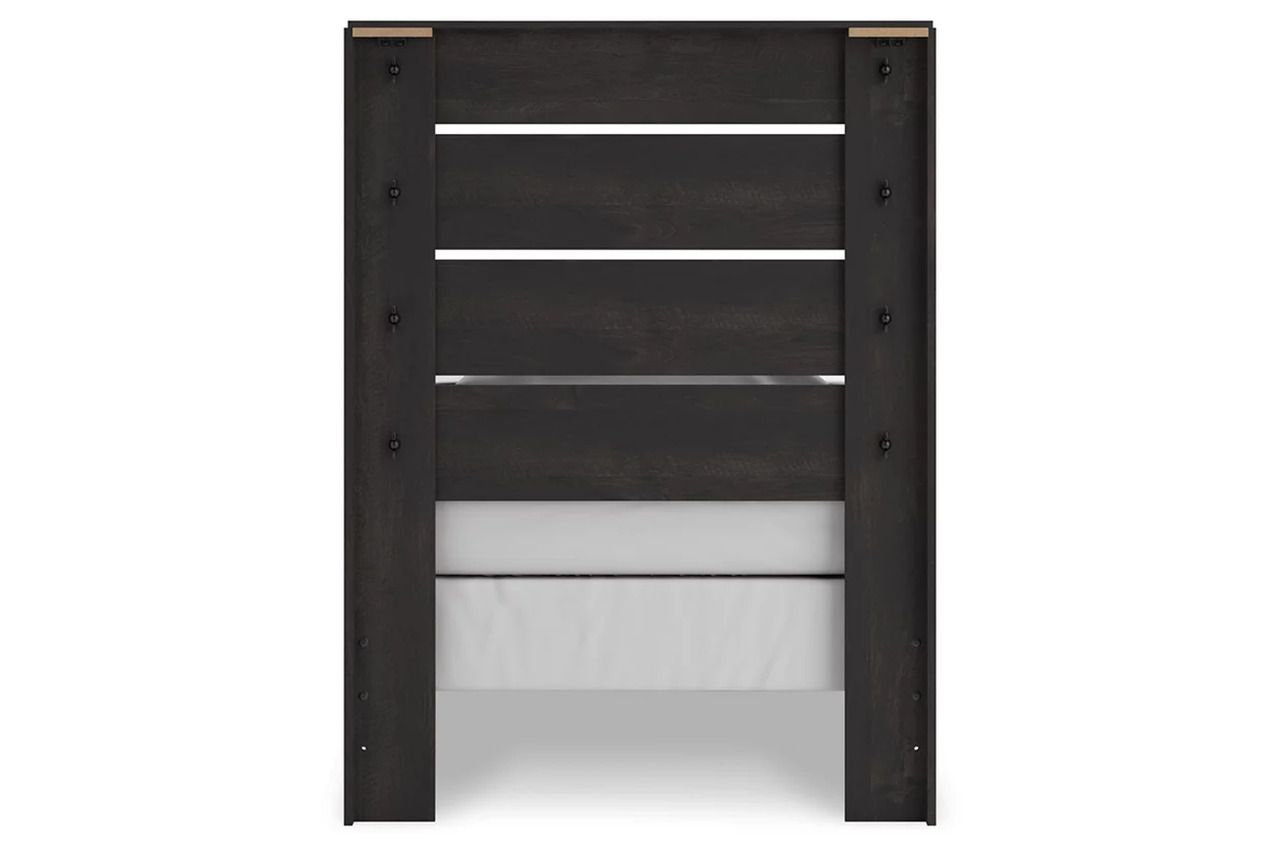 Granaport Twin Panel Bed In Dark Gray NCB2108B11