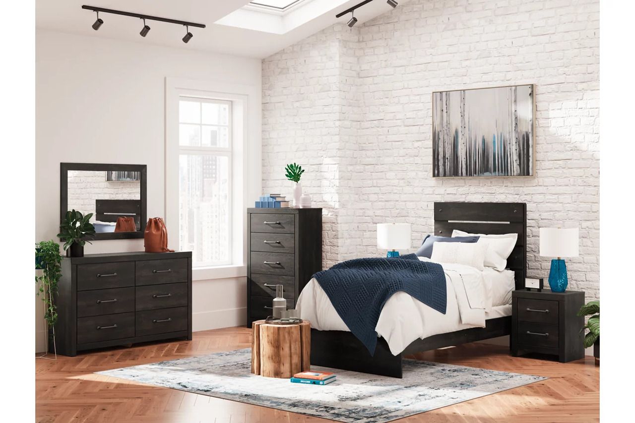 Granaport Twin Panel Bed In Dark Gray NCB2108B11