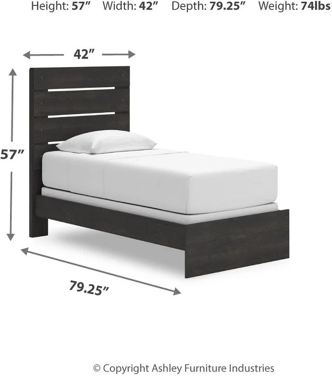 Granaport Twin Panel Bed In Dark Gray NCB2108B11