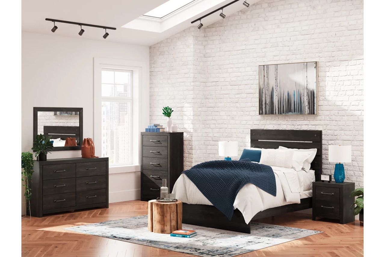 Granaport Full Panel Bed In Dark Gray NCB2108B12
