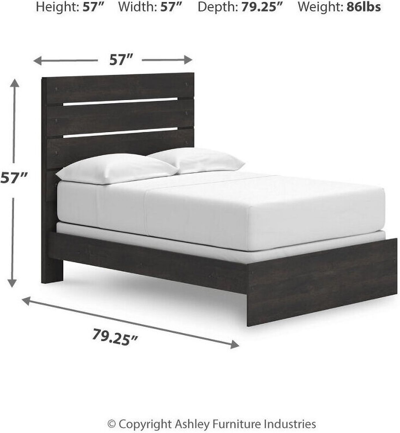 Granaport Full Panel Bed In Dark Gray NCB2108B12