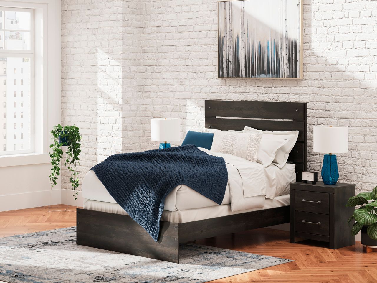 Granaport Full Panel Storage Bed In Dark Gray NCB2108B15