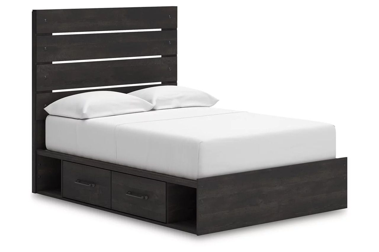 Granaport Full Panel Bed with Storage In Dark Gray NCB2108B16