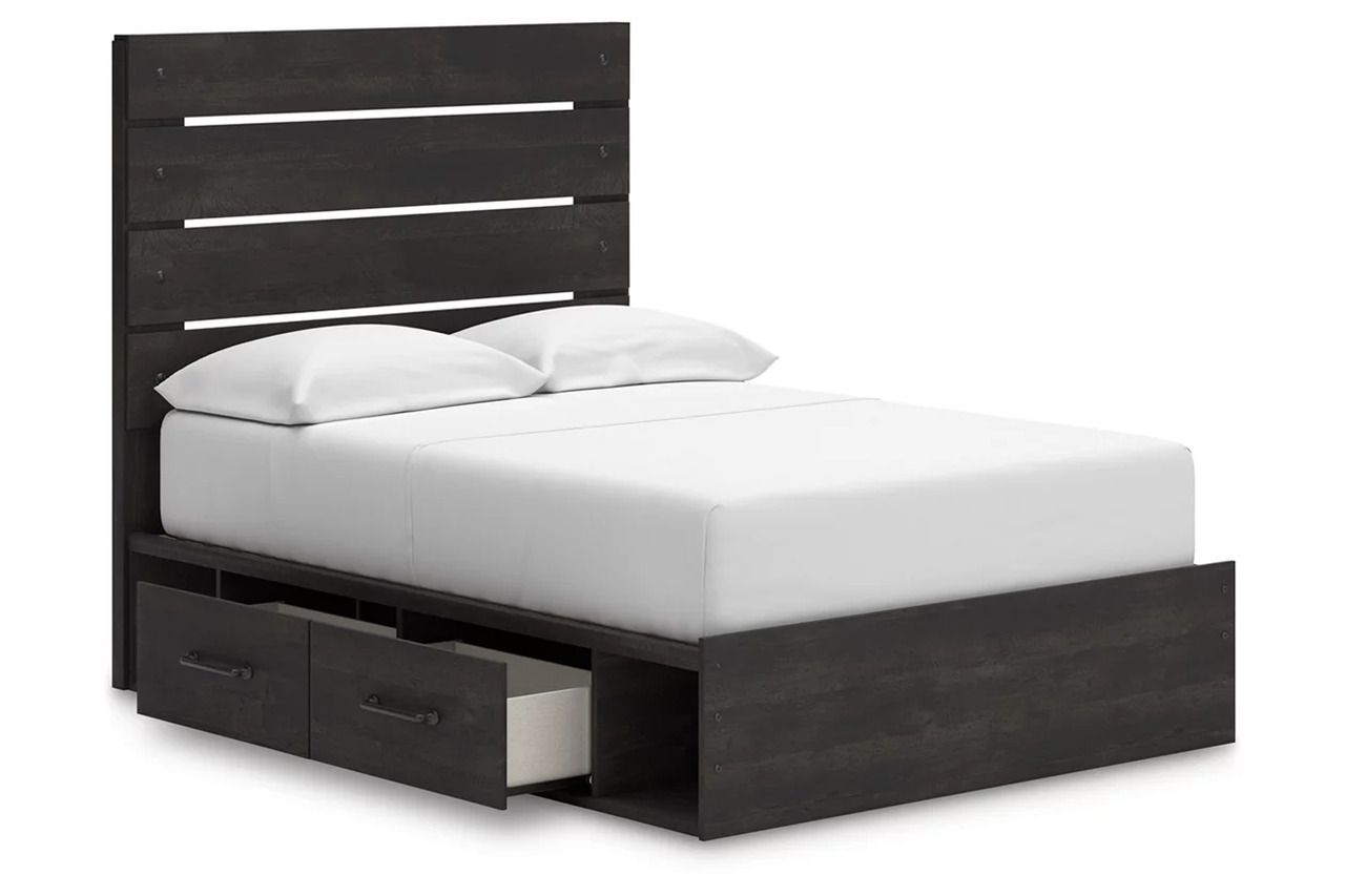 Granaport Full Panel Bed with Storage In Dark Gray NCB2108B16