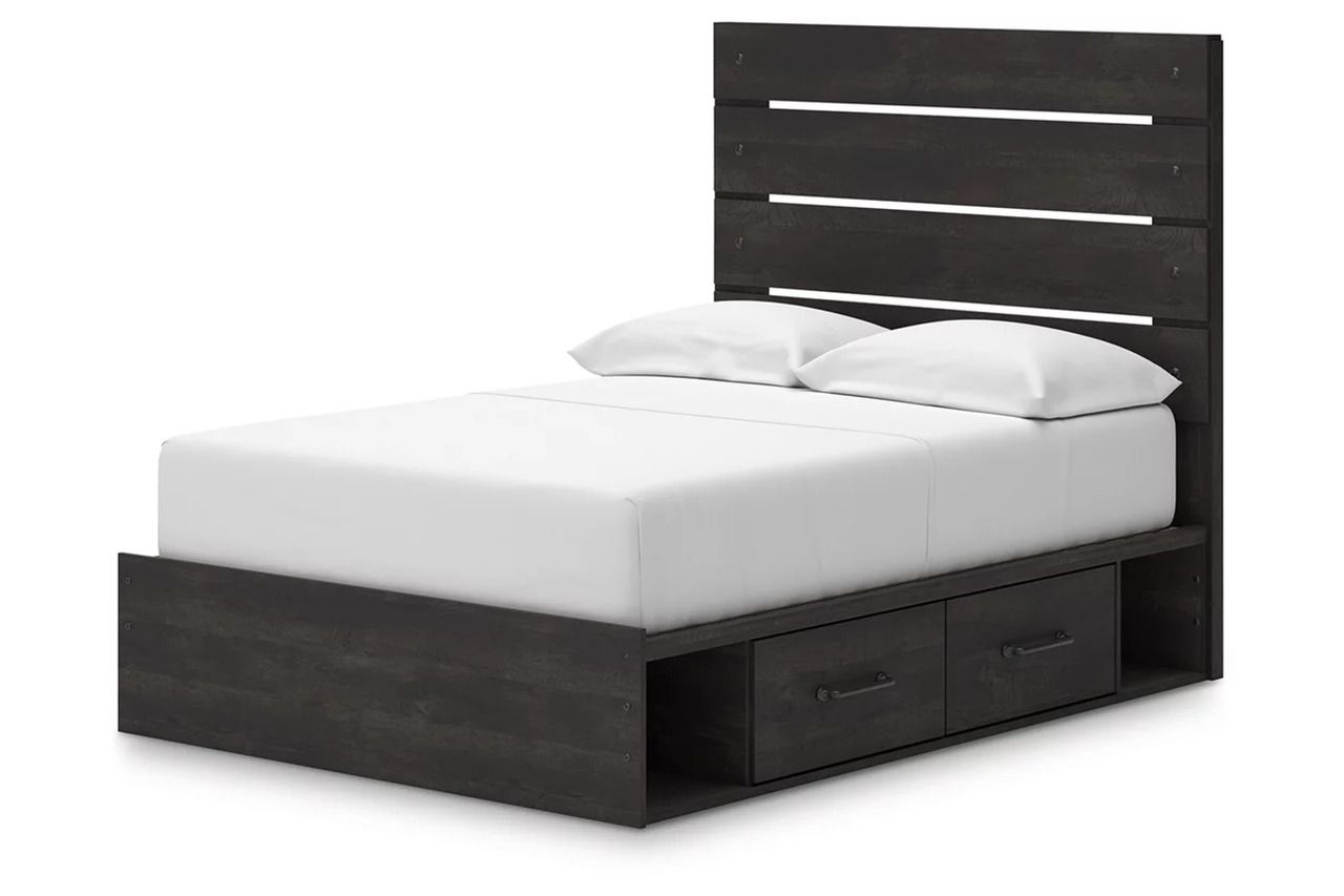 Granaport Full Panel Bed with Storage In Dark Gray NCB2108B16