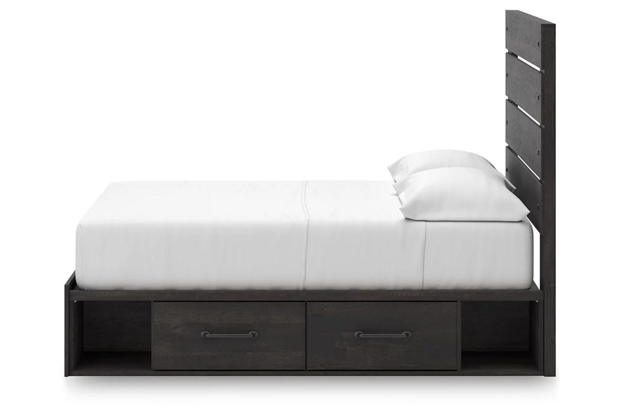 Granaport Full Panel Bed with Storage In Dark Gray NCB2108B16