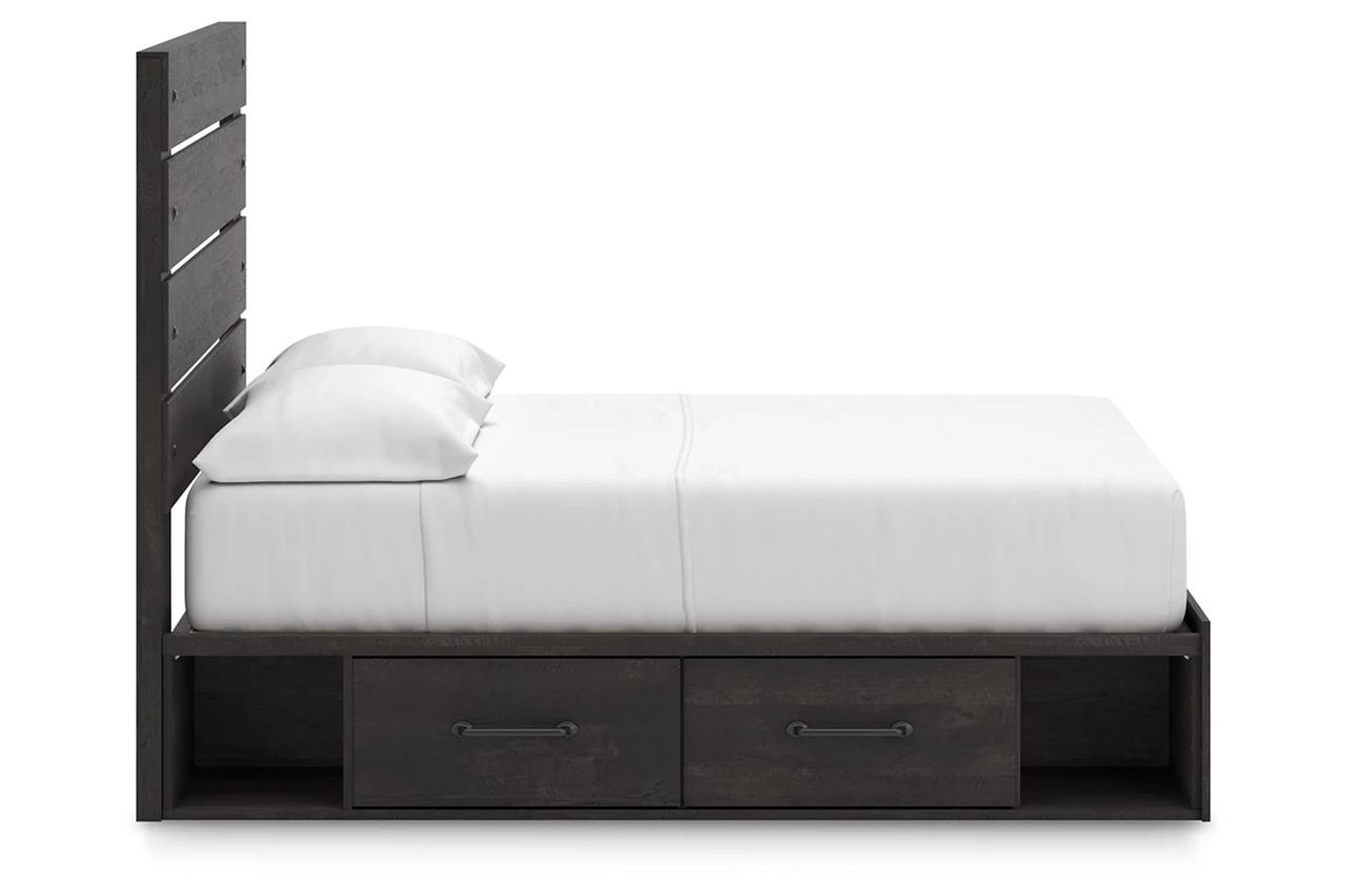 Granaport Full Panel Bed with Storage In Dark Gray NCB2108B16