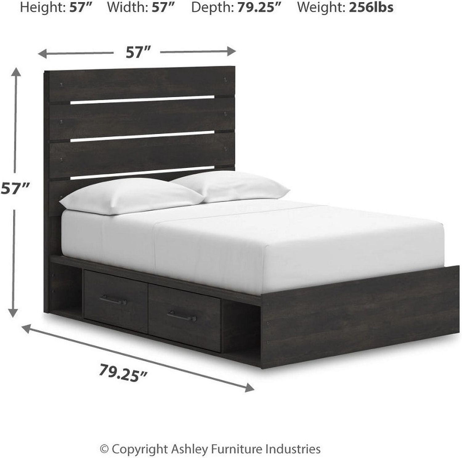Granaport Full Panel Bed with Storage In Dark Gray NCB2108B16