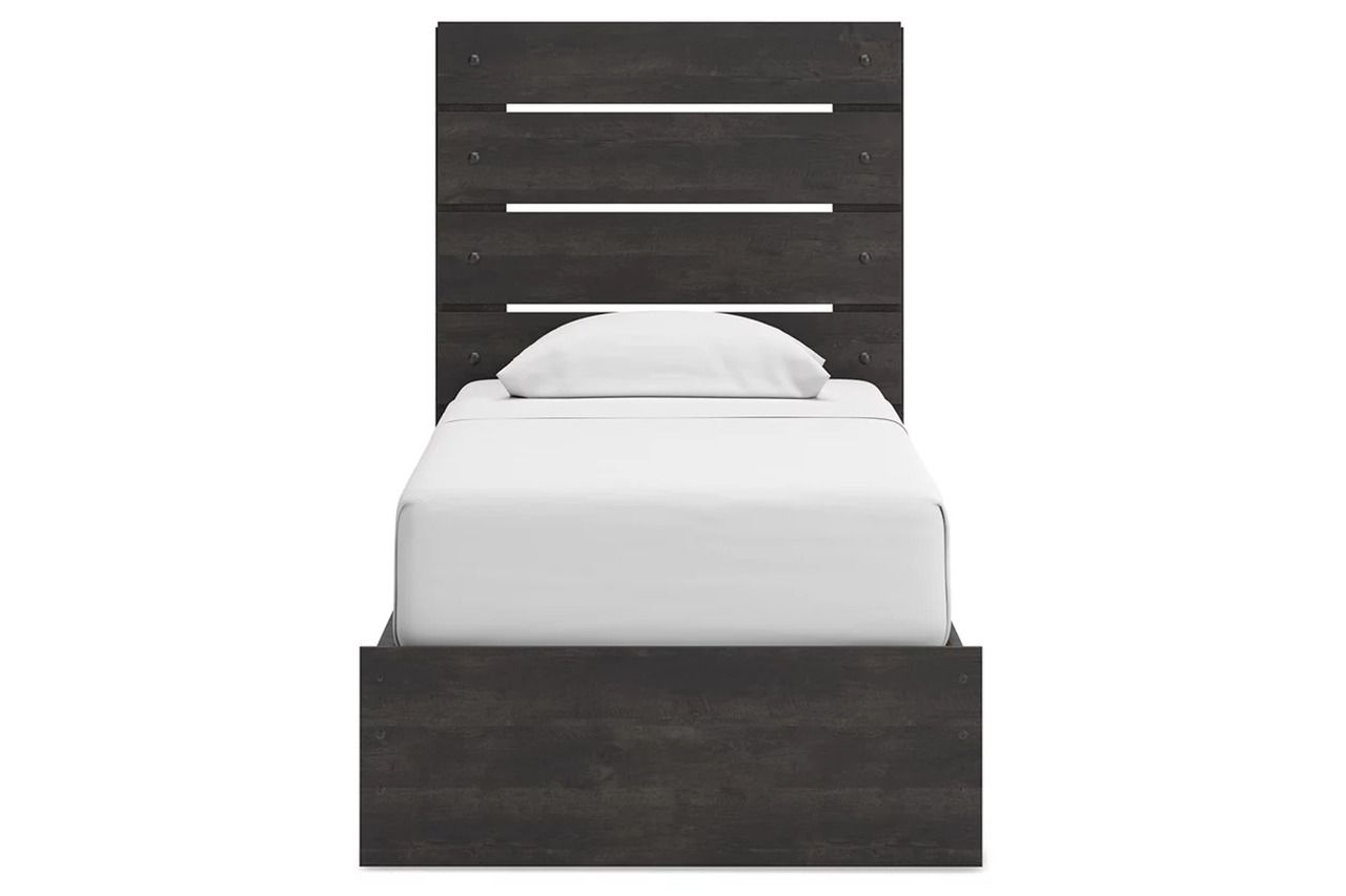 Granaport Twin Panel Bed with Storage In Dark Gray NCB2108B18