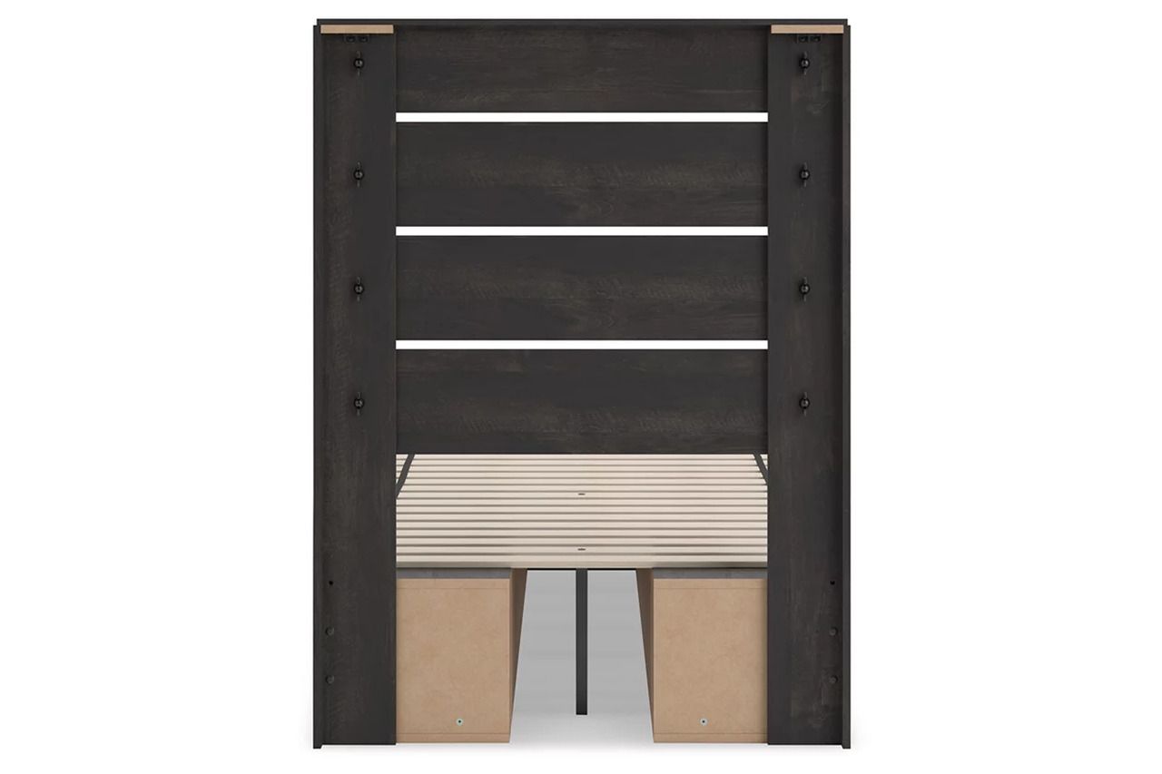 Granaport Twin Panel Bed with Storage In Dark Gray NCB2108B18
