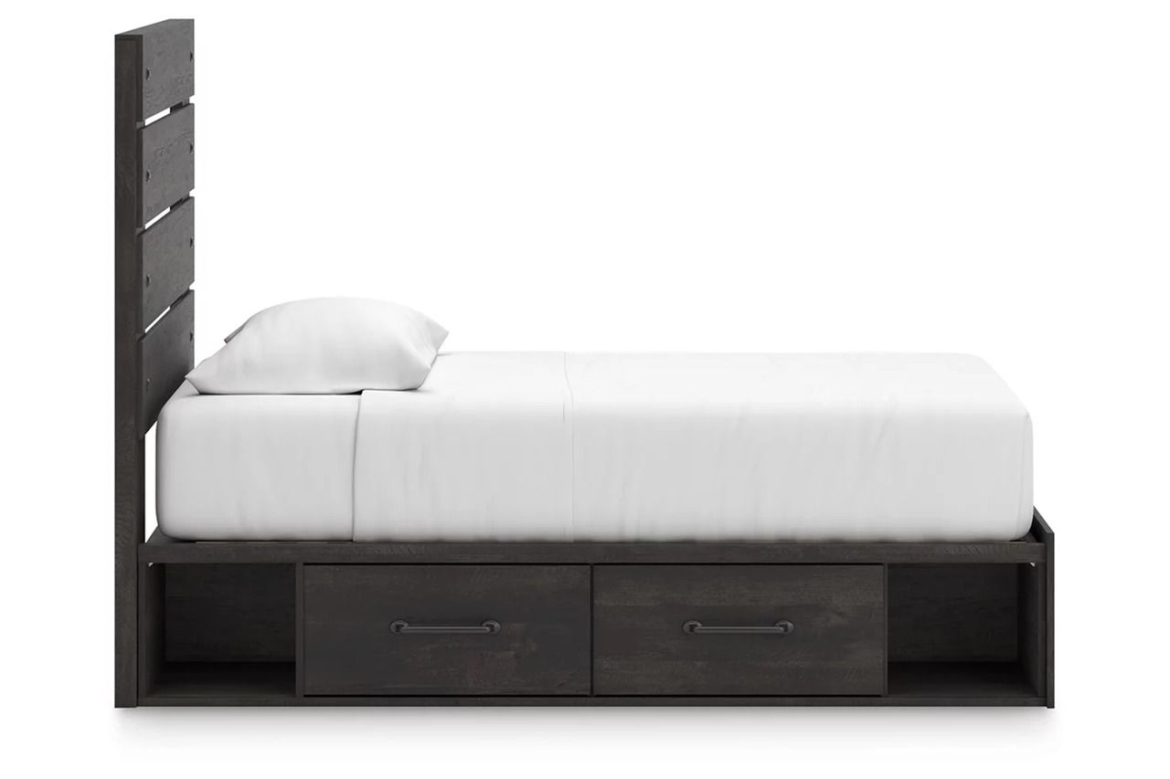 Granaport Twin Panel Bed with Storage In Dark Gray NCB2108B18