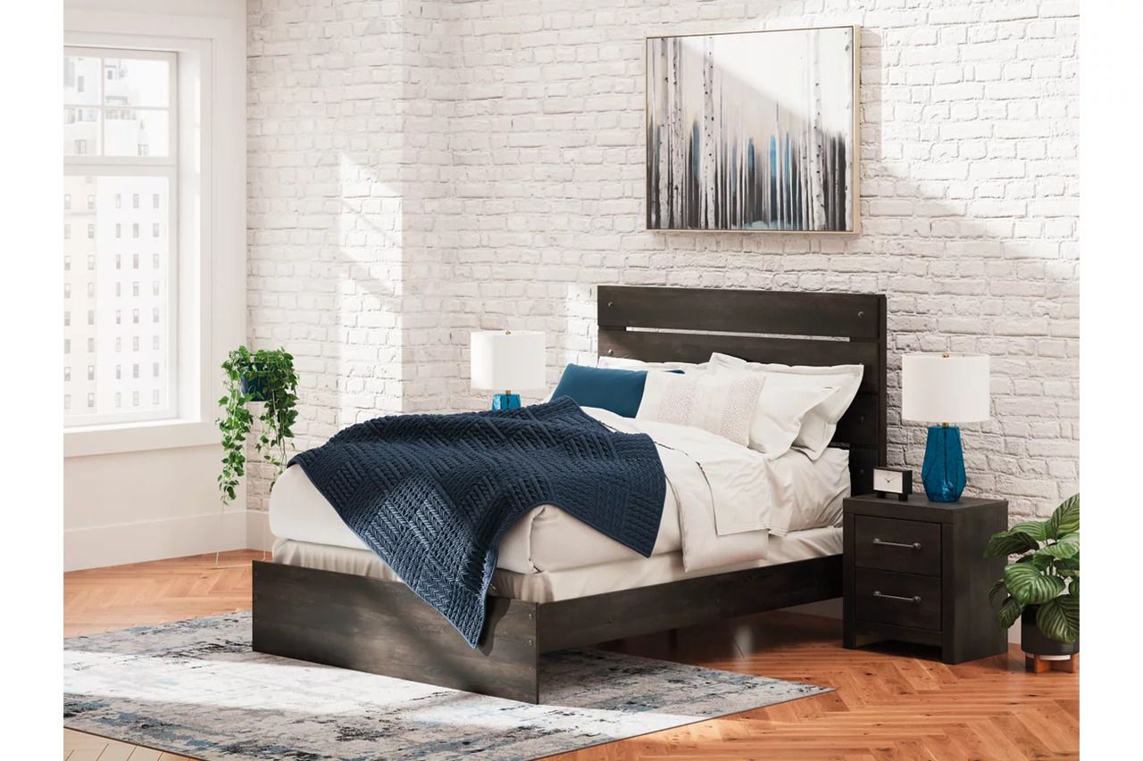 Granaport Queen Panel Bed In Dark Gray NCB2108B2