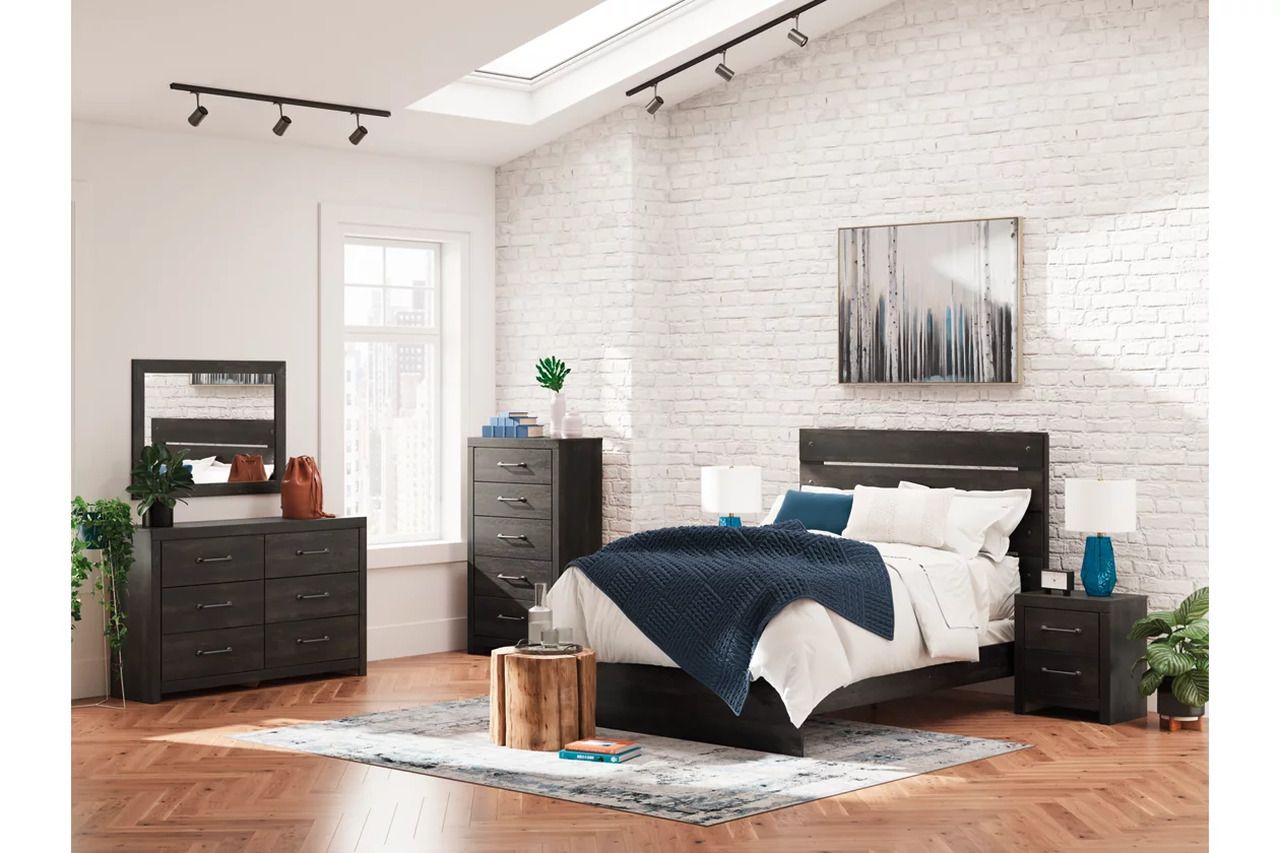 Granaport Queen Panel Bed In Dark Gray NCB2108B2