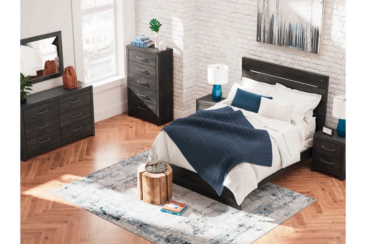 Granaport Queen Panel Bed In Dark Gray NCB2108B2