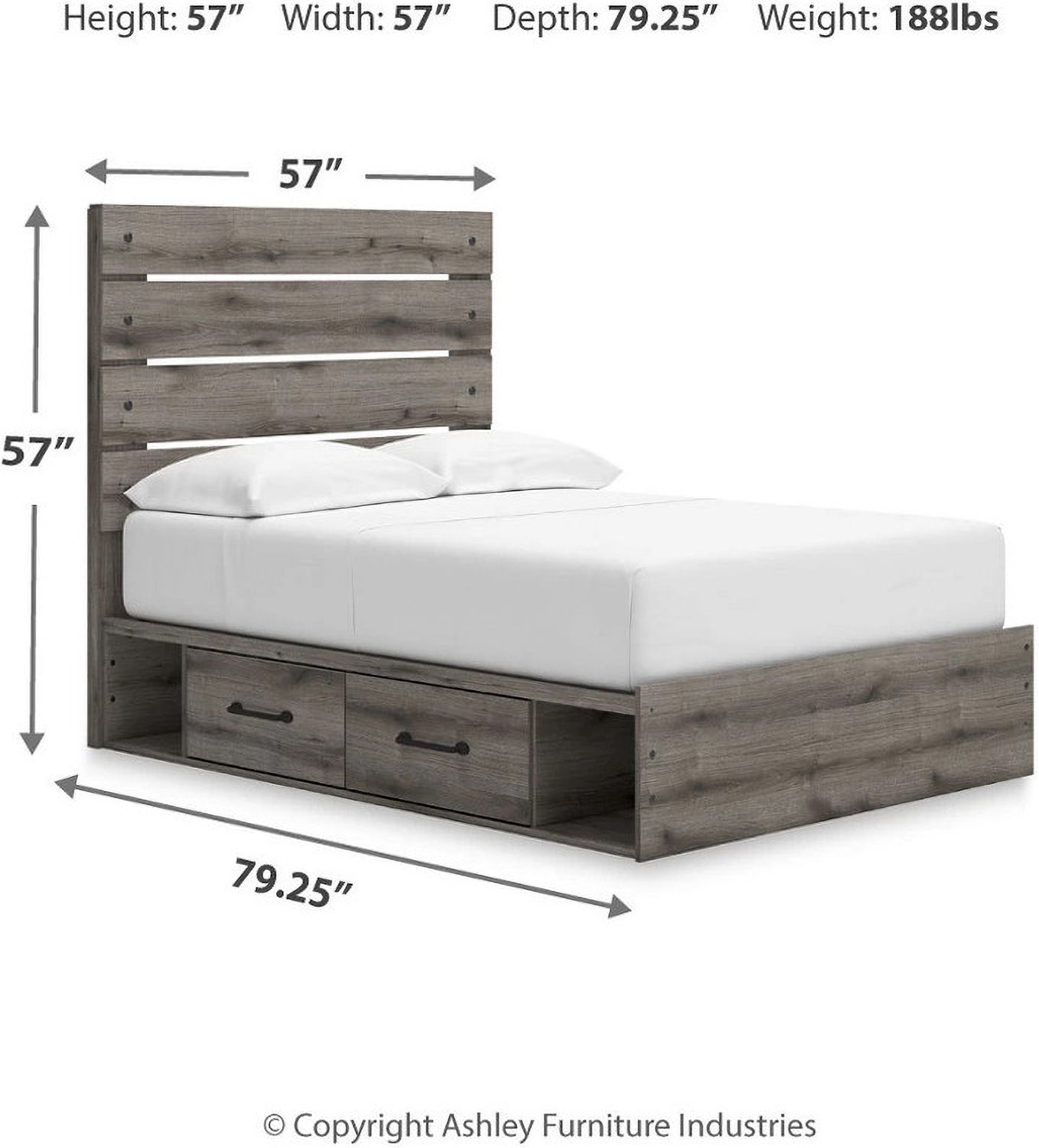Fondenlane Full Panel Storage Bed In Brown Gray NCB2405B16