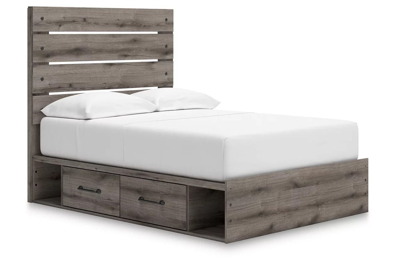 Fondenlane Full Panel Bed with Storage In Brown Gray NCB2405B17