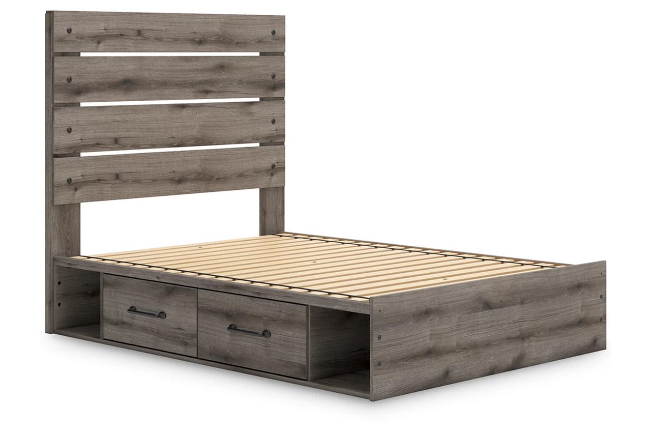 Fondenlane Full Panel Bed with Storage In Brown Gray NCB2405B17