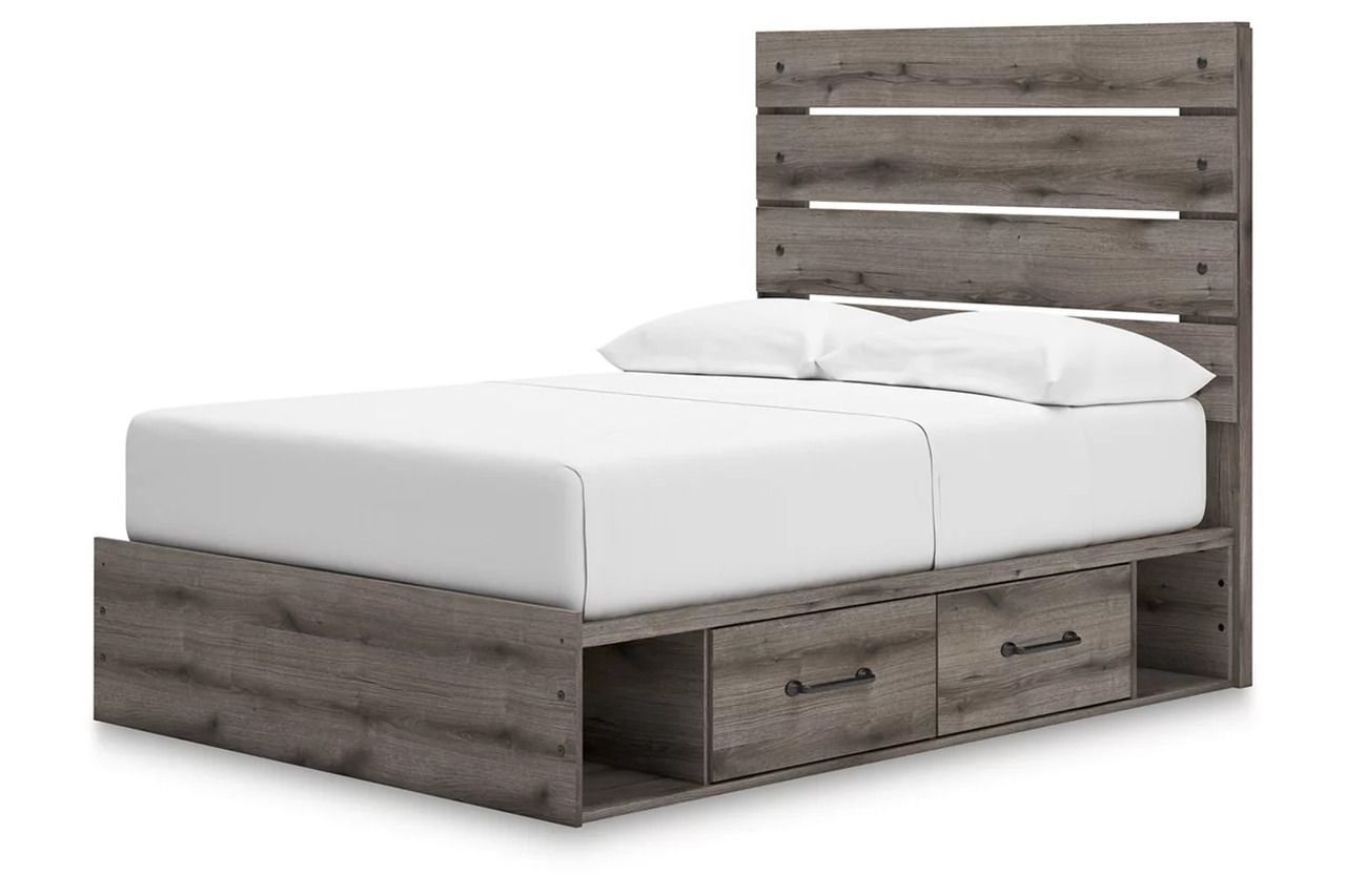 Fondenlane Full Panel Bed with Storage In Brown Gray NCB2405B17