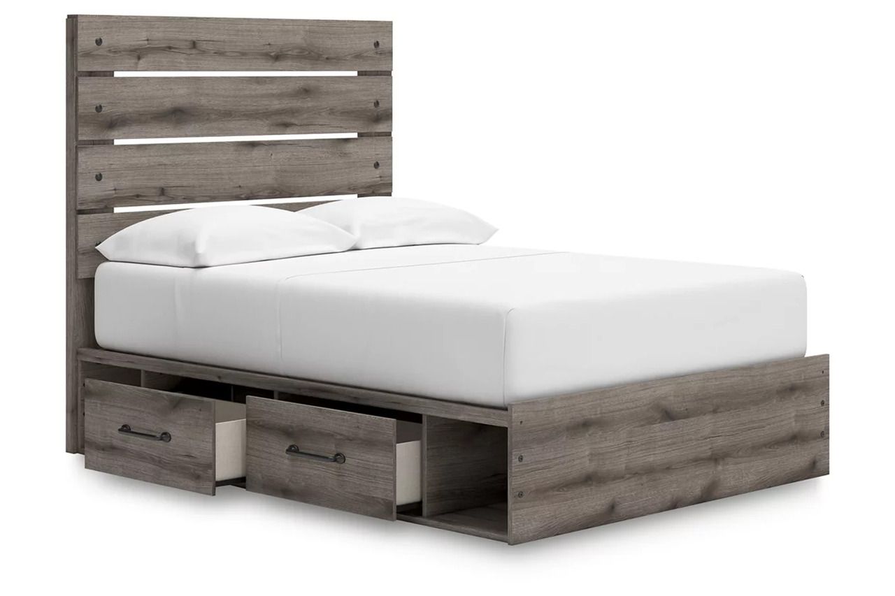 Fondenlane Full Panel Bed with Storage In Brown Gray NCB2405B17