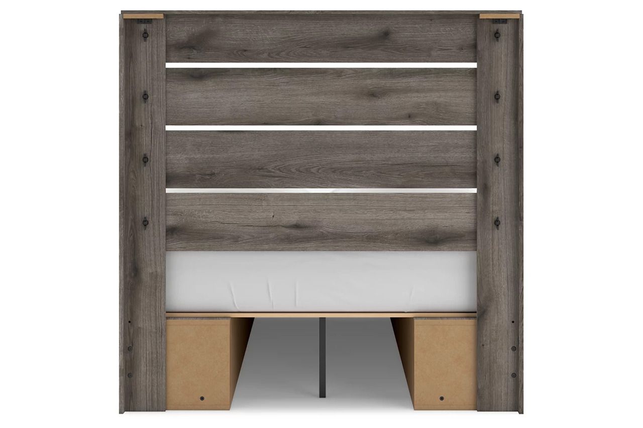 Fondenlane Full Panel Bed with Storage In Brown Gray NCB2405B17