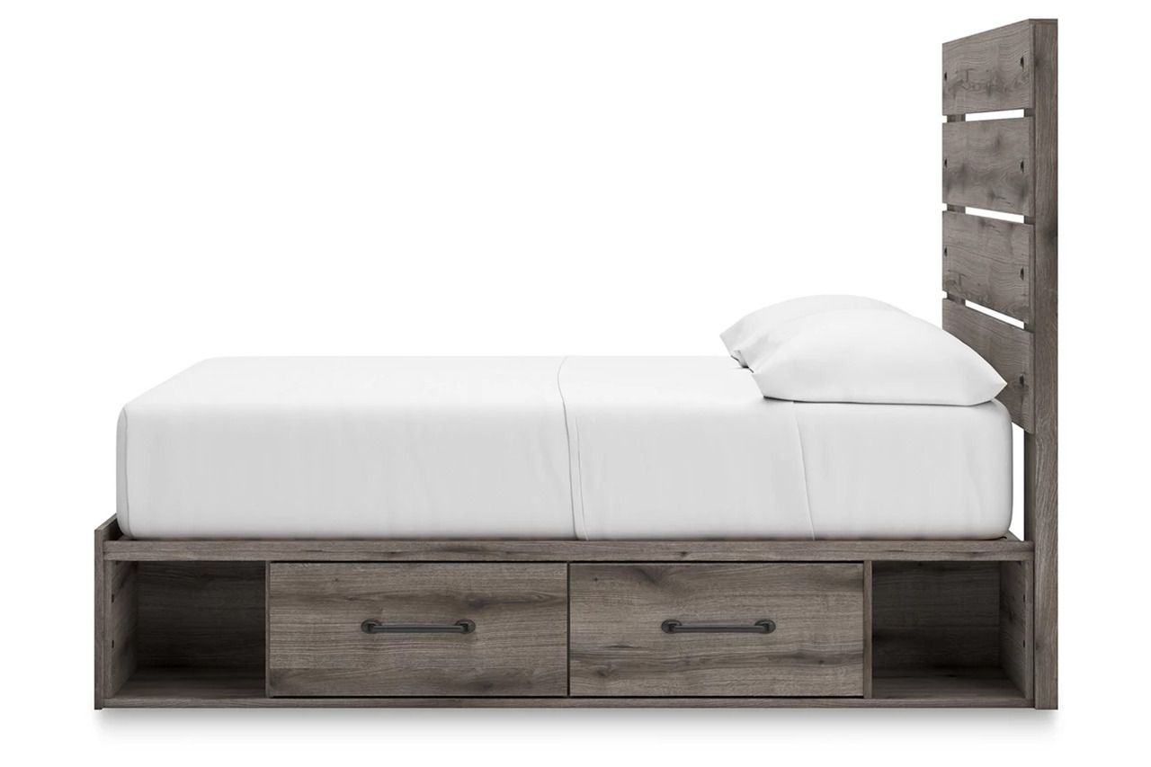 Fondenlane Full Panel Bed with Storage In Brown Gray NCB2405B17