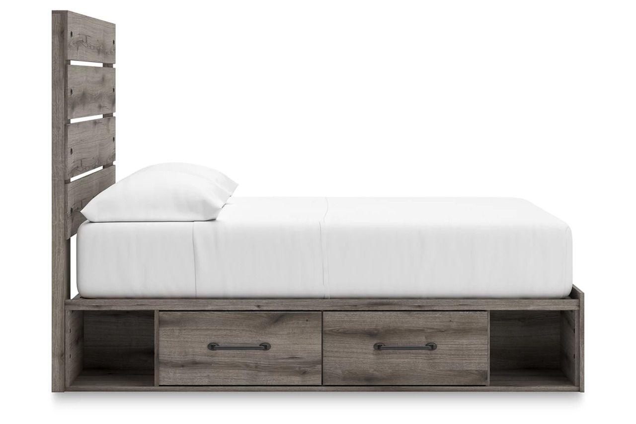 Fondenlane Full Panel Bed with Storage In Brown Gray NCB2405B17