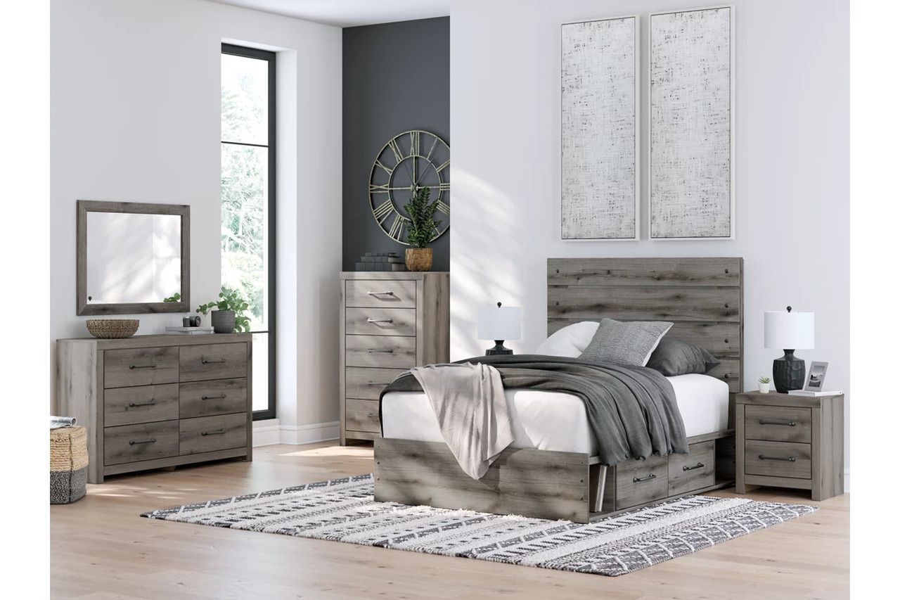 Fondenlane Full Panel Bed with Storage In Brown Gray NCB2405B17