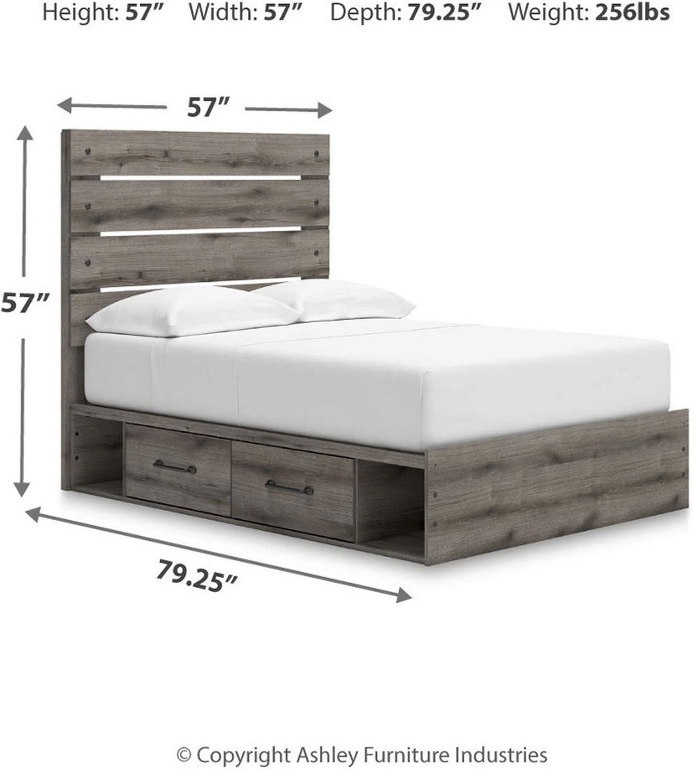 Fondenlane Full Panel Bed with Storage In Brown Gray NCB2405B17