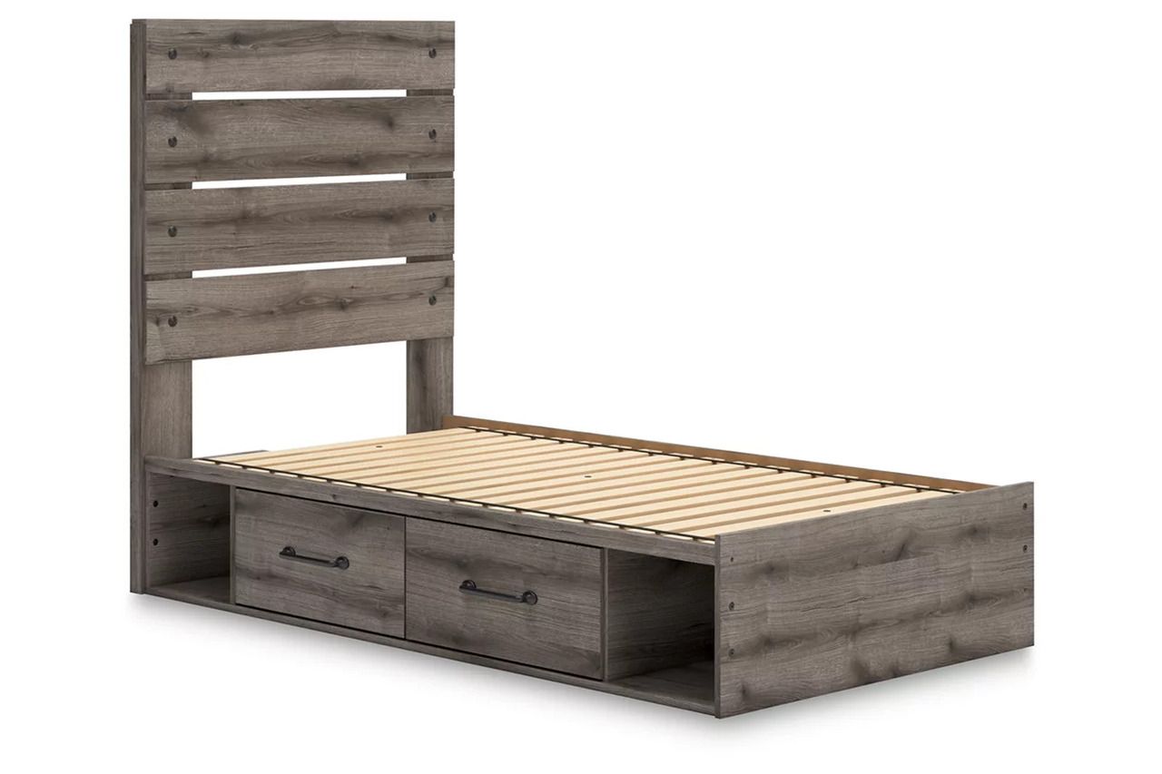 Fondenlane Twin Panel Storage Bed In Brown Gray NCB2405B18